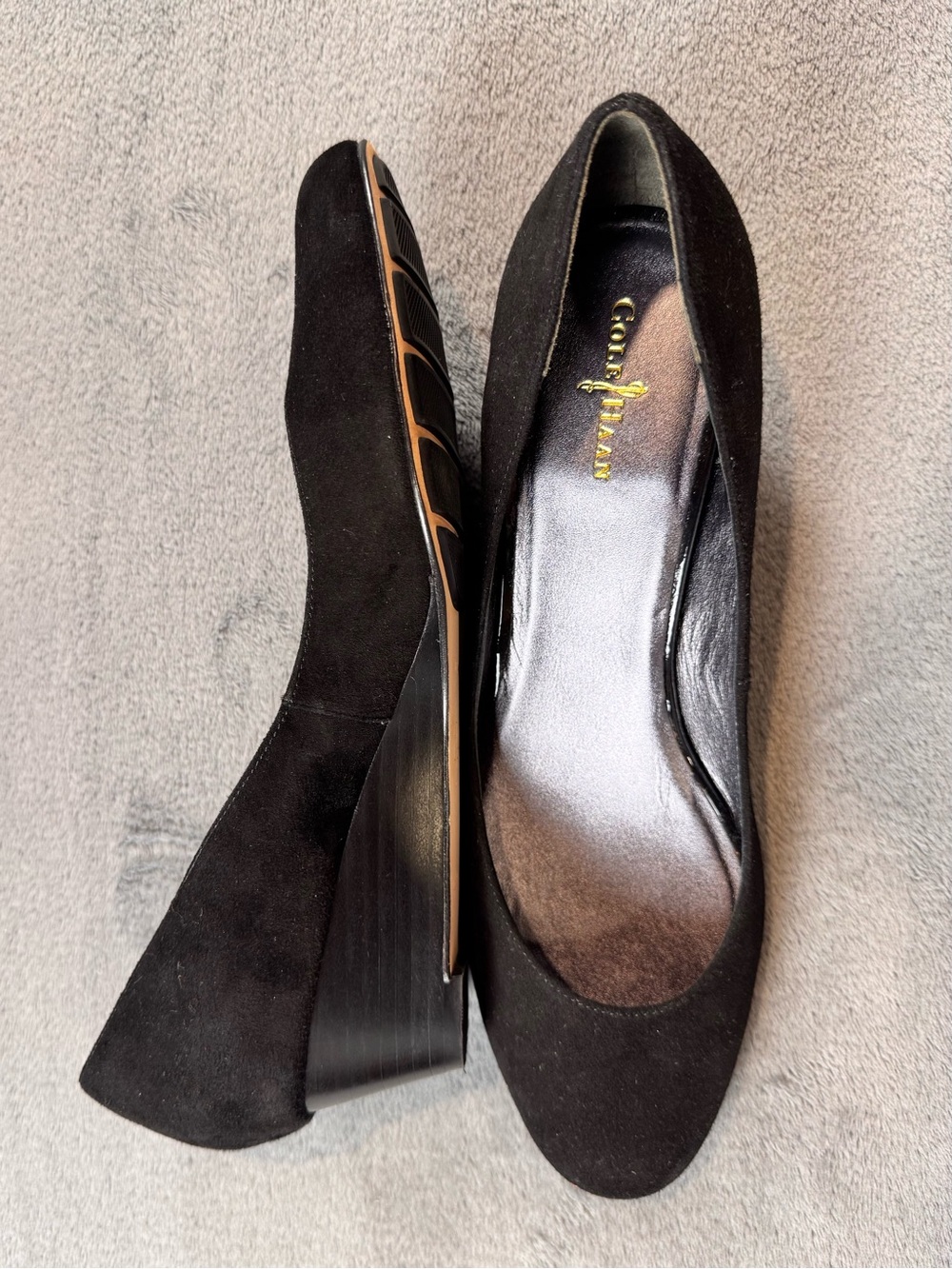 Cole Haan Nike Air Talia Black Suede Wedge Pumps